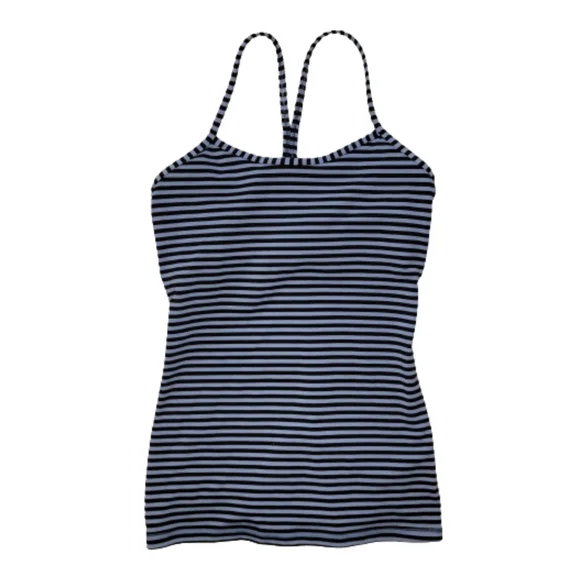 Lululemon Striped Power Y Tank Top Spaghetti Strap Blueish-Purpleish/Black Sz 6 - Picture 8 of 15